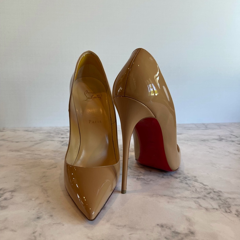 Christian Louboutin So Kate 120 Nude Patent Leather Pumps